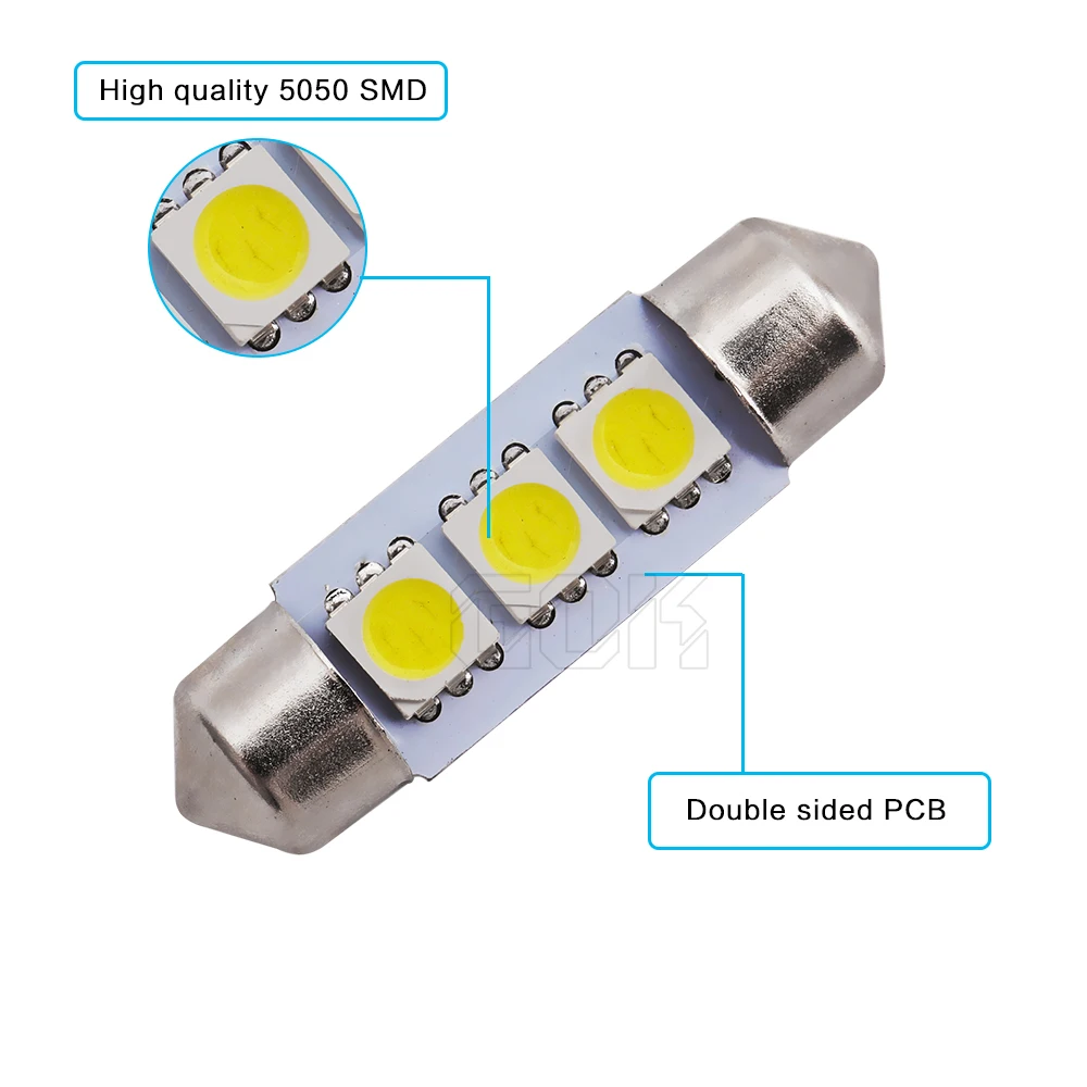 Оптовая продажа 10 шт./лот festoon led c5w 31 мм 36 39 41 3SMD 5050 SMD LED C5W внутренняя Светодиодная