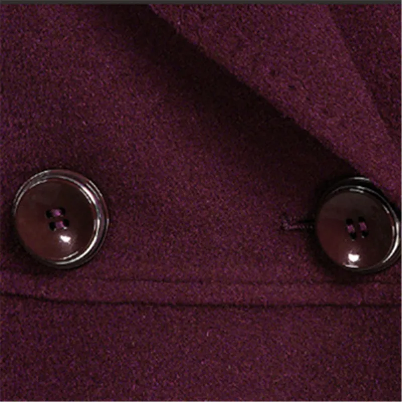 Мода OL Кнопка зимнее женское Шерстяное Пальто Плюс Размер Bodycon Длинная женская