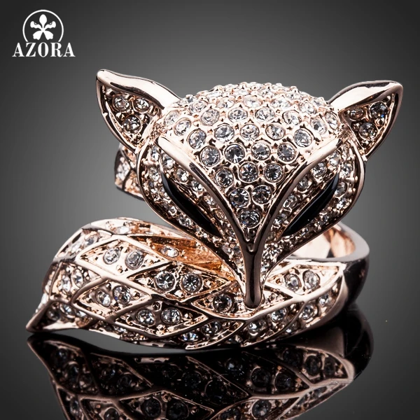 AZORA, новинка, розовое золото, стразы, My Fox beauty, необычное кольцо TR0098