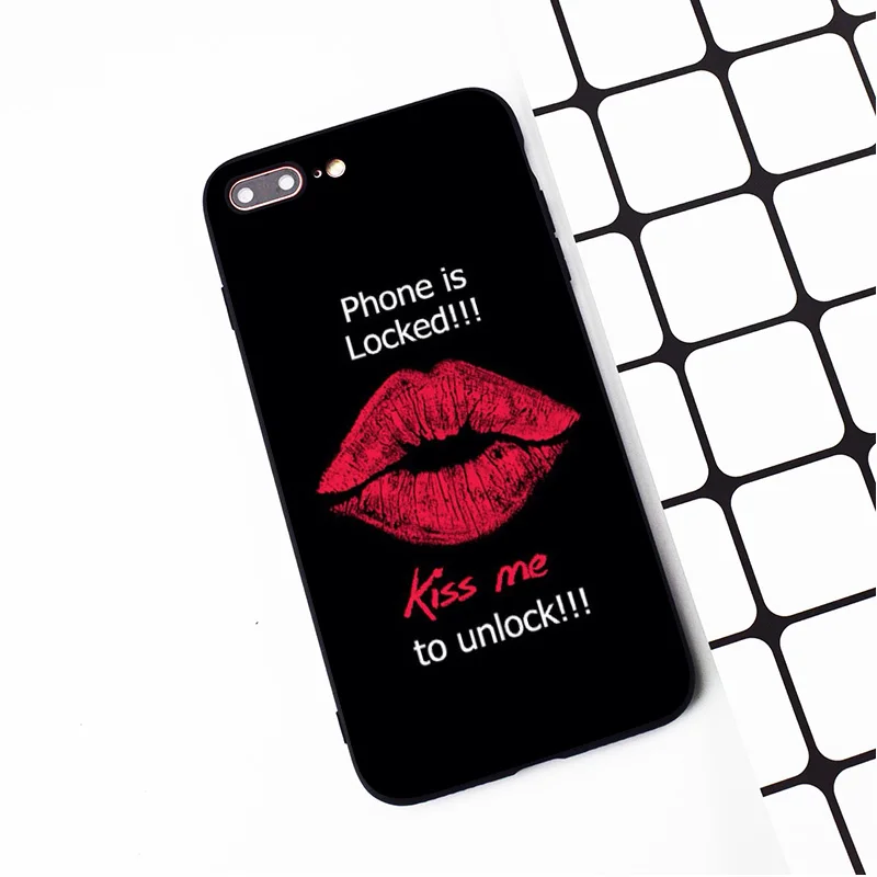 M520 Kiss Me Lips Lipstick Black Soft TPU Silicone Case Cover For Apple iPhone 11 Pro XR XS Max X 8 7 6 6S Plus 5 5S 5G SE |
