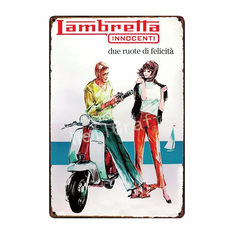 [WellCraft] Lambretta двигательные металлические знаки для дома, отеля, настенные таблички, железная живопись, клубный магазин, классический винтажный декор, 20*30 см FG-204