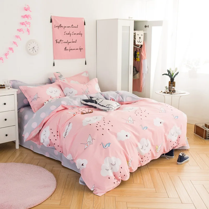 100% хлопок розовый сложенном бумажных журавликов Постельное белье для детей и