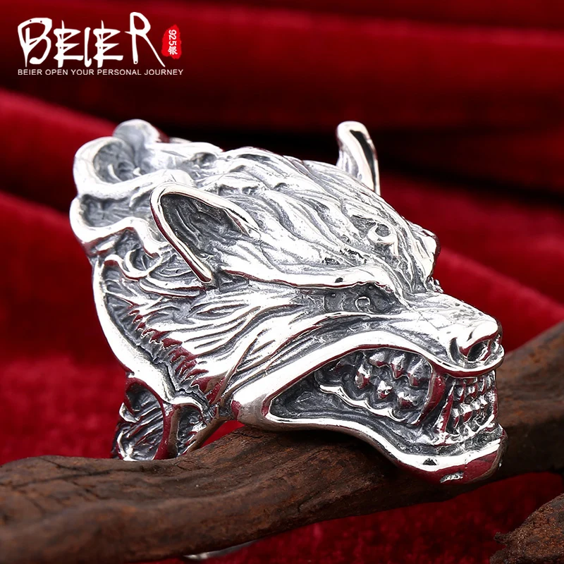 Мужское кольцо с надписью Beier властителя в стиле ретро крупным драконом D1234 2015 |
