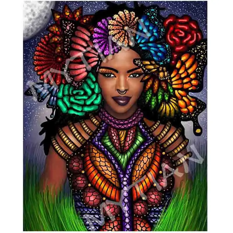 African woman wedding decor Embroidery Pattern resin full square/round diamond 5D DIY paintings 3D Cross stitch mosaic sticker | Дом и сад