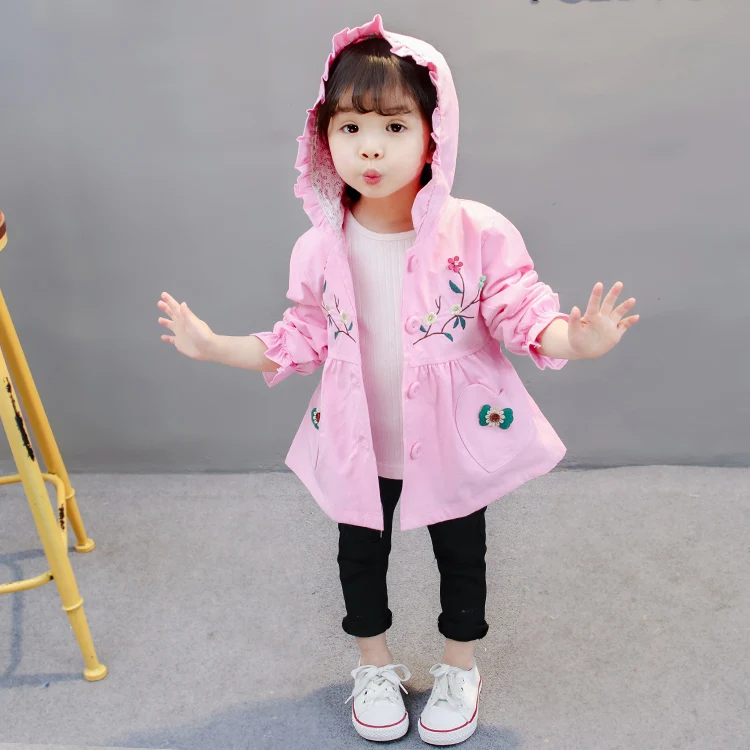 Милый цветок 2018 розовый одежда для девочек куртка пальто мода новый Повседневное