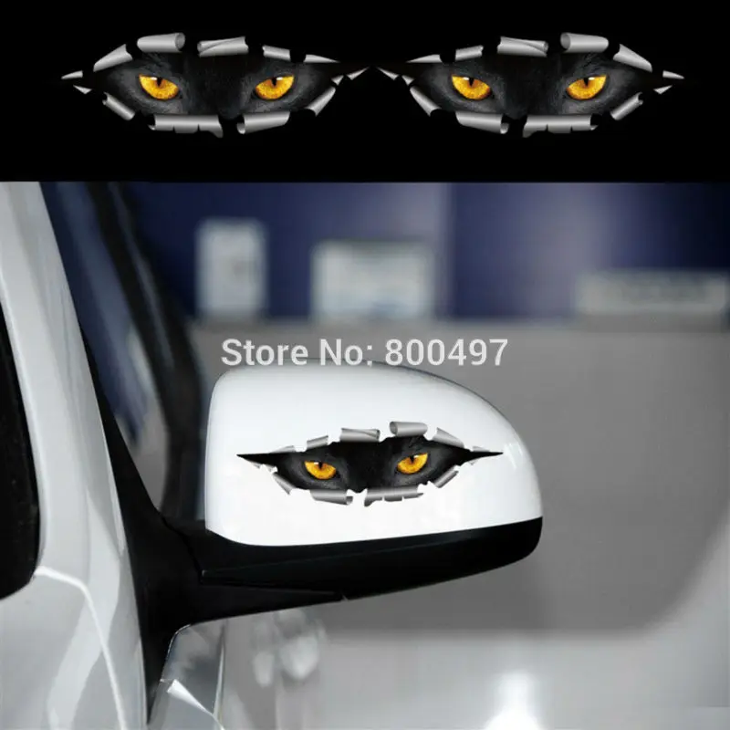2 x новейший Креативный дизайн автомобиля с изображением котов для глаз наклейка