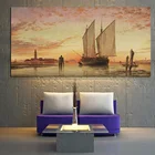 Картина маслом на холсте, с изображением Морского Пейзажа, лодки, Морского Пейзажа, для гостиной, для украшения дома, постер, абстрактный Рисунок