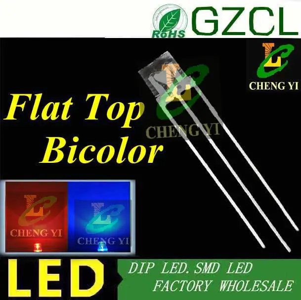 Общий анод 3-контактный многоцветный светодиод с отверстием 5 мм плоским верхом