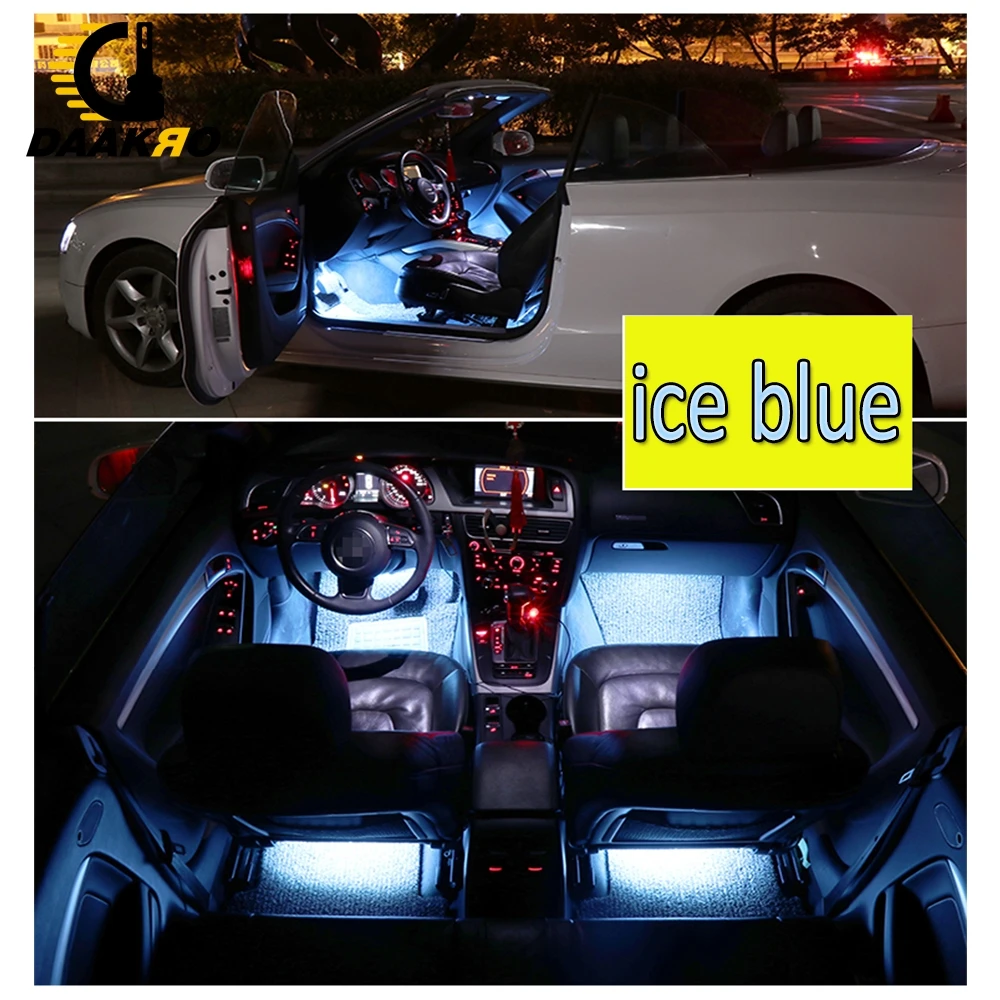 4PCS Ice Blue 9 LED Charger Interior Light Accessories Car SUV Floor Decorative Set 10W Decorative Atmosphere Lamp