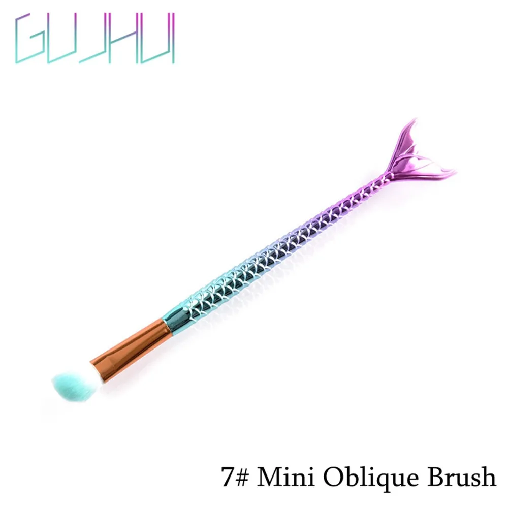 07 Mini Oblique Brus 1 шт. набор косметических средств для макияжа Русалка рыбий хвост Профессиональные кисти для макияжа Тени для век контурная Тональная основа консилер Румяна Кисть - Handle Color: 07 Mini Oblique Brus