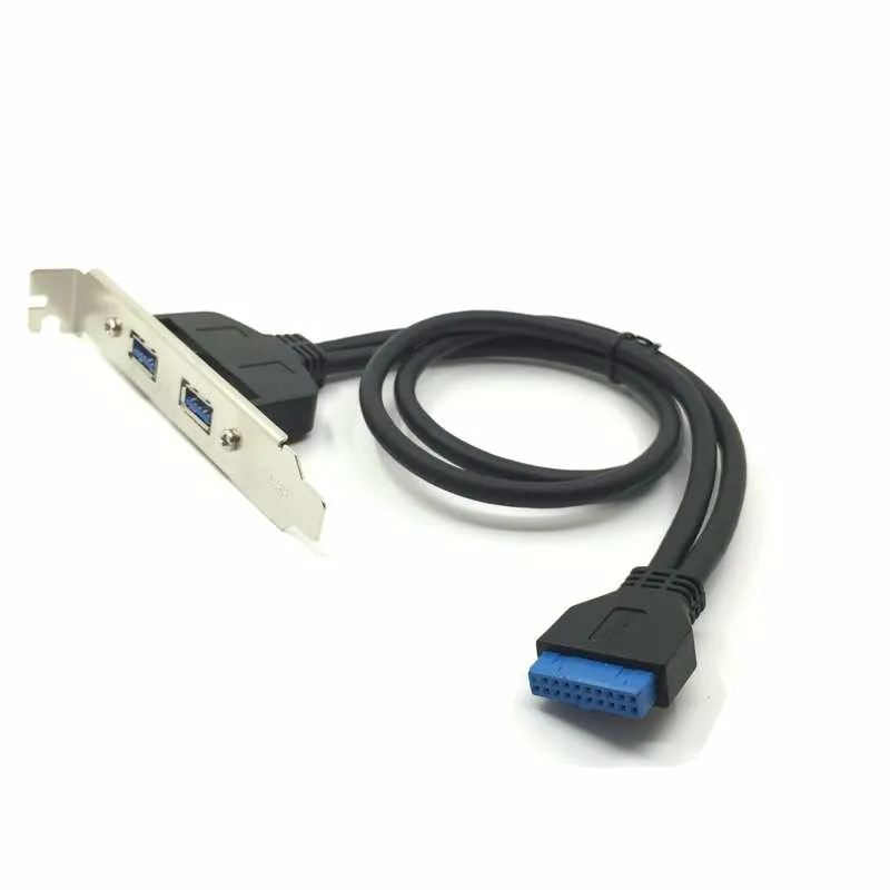 Материнская плата USB 3 0 19 / 20 контактный разъем к 2 портам Женский кабель для