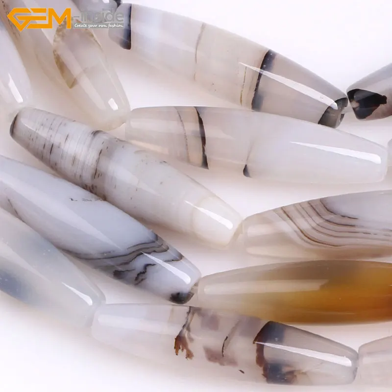 Gem-inside 6x26 мм натуральные рисовые оливки форма серые листья Агаты Botswan Агаты бусины для изготовления ювелирных изделий 1" DIY ювелирные изделия