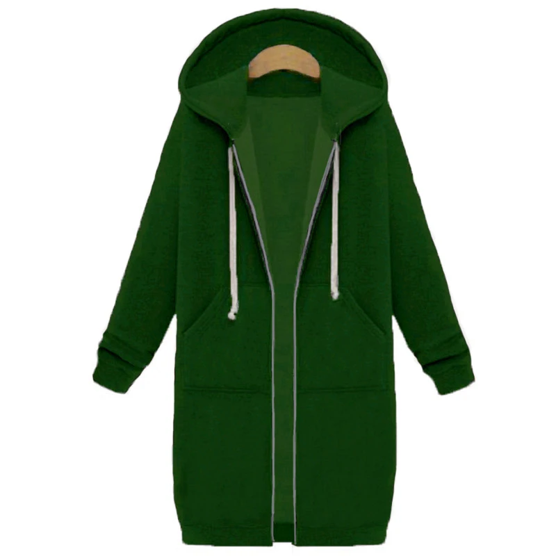 Осень зима ZANZEA женские толстовки Толстовка свободного покроя длинное пальто с карманами на молнии Верхняя одежда куртка с капюшоном топы размера плюс