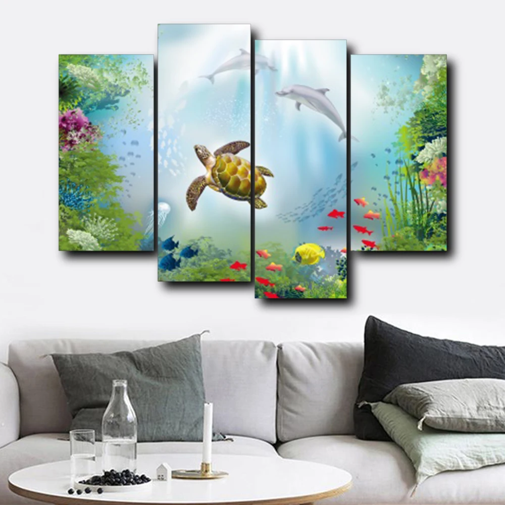 

Laeacco Underwater World Sea Fish Tortoise Animal Posters Prints Canvas Painting Home Living Room Bedroom Decor Wall Art Picture