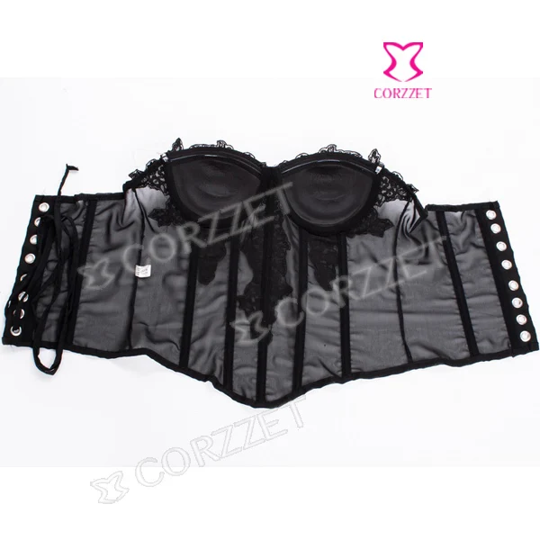 Женский корректирующий корсет пуш ап черный прозрачный из сетчатой пряжи в