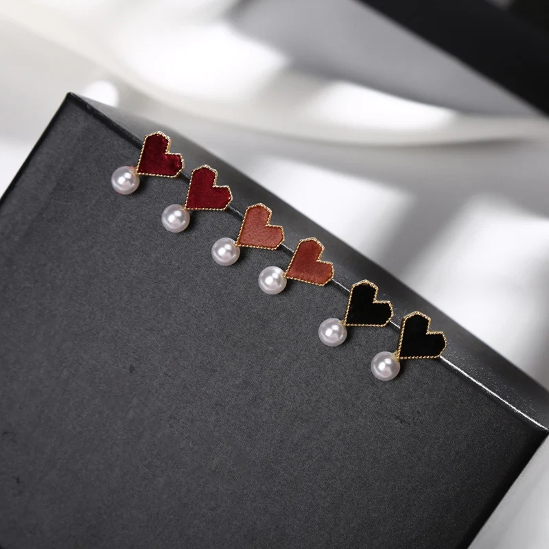 Милые Винтажные серьги гвоздики с жемчугом корейские модные замшевые в форме