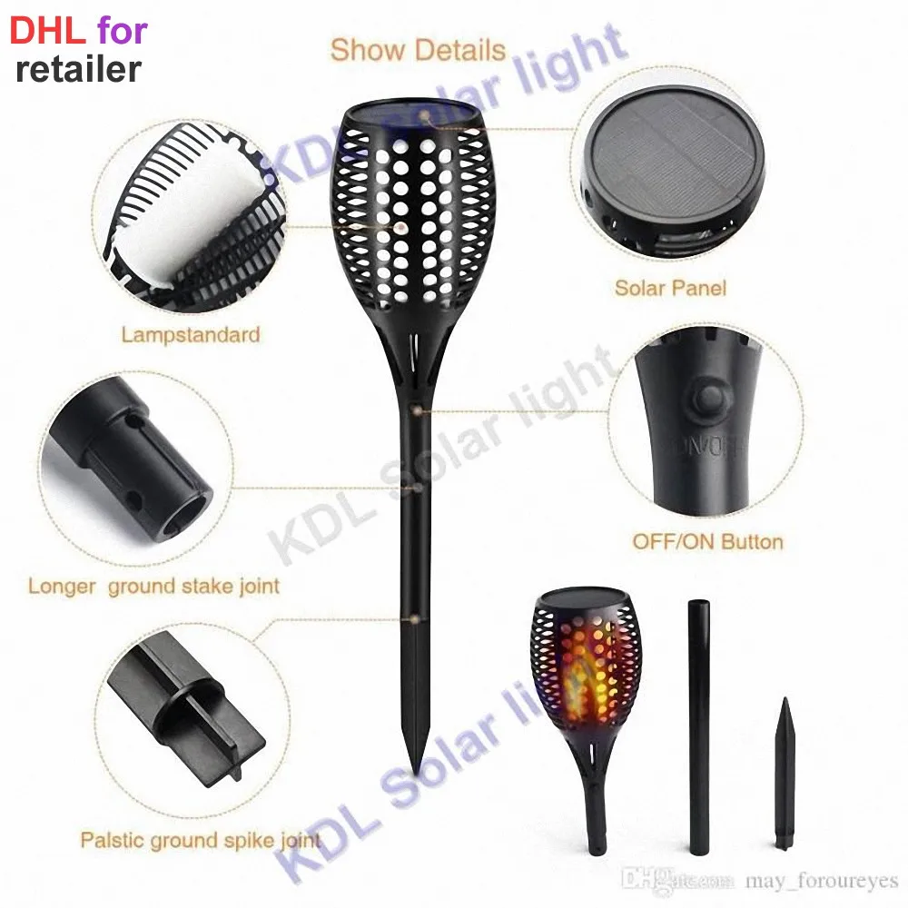 4pcs/lot Solar powered 96 LEDs Lawn Dancing flame Torch Lights 3 working mode led flicker lamp camps patio outdoor landscape wa |