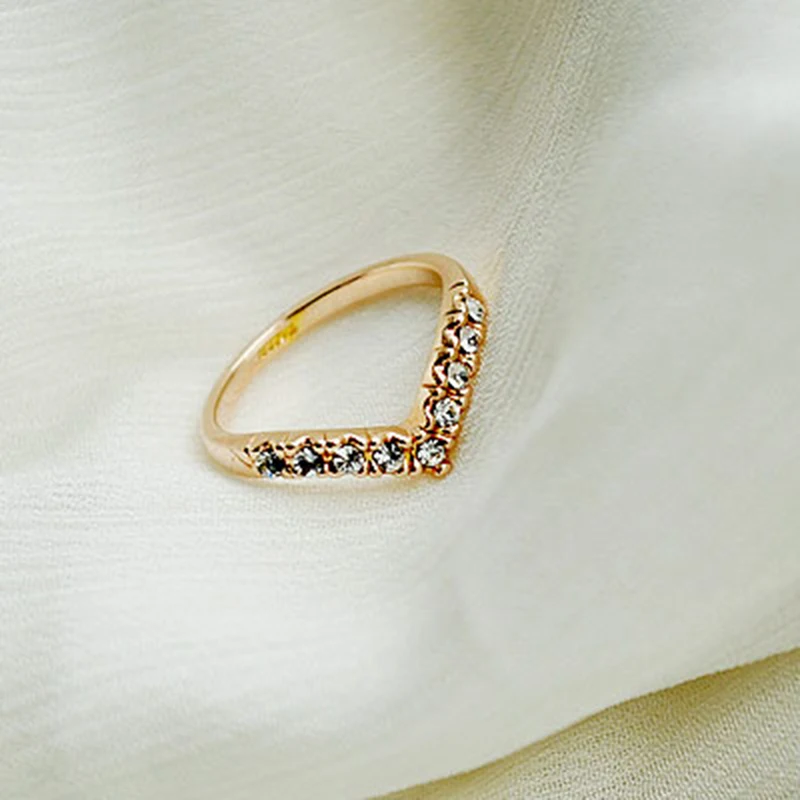V образные уникальные позолоченные и посеребренные кольца из сплава с маленькими