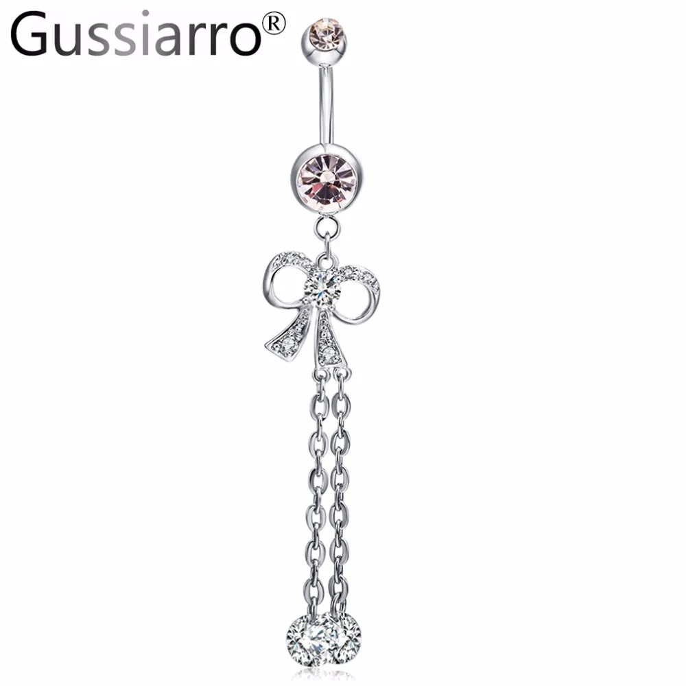 Gussiarro 2019 ювелирные изделия для галстука-бабочки Кольца пупка прозрачный