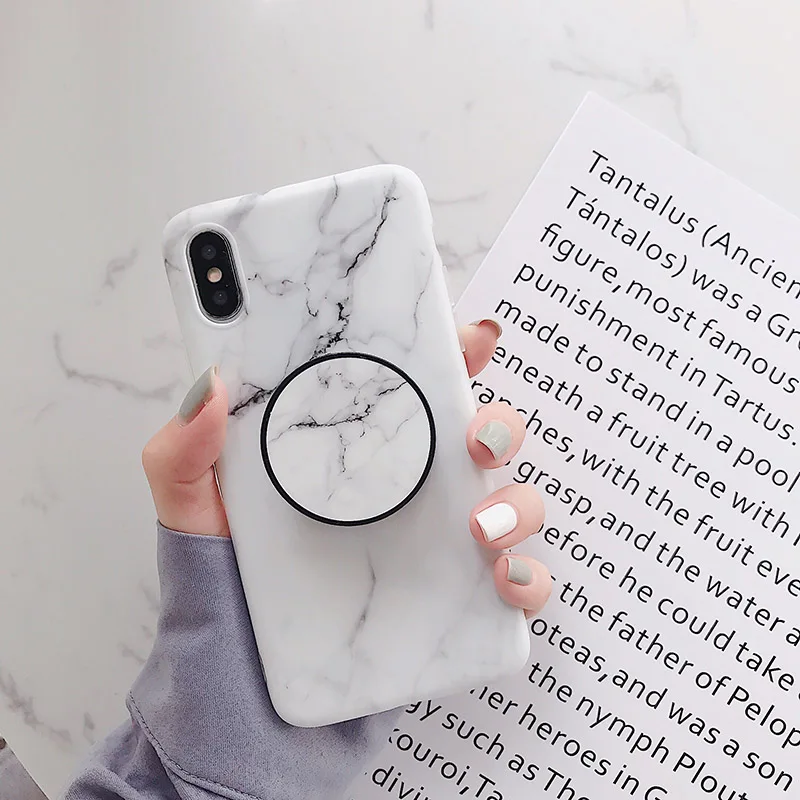 2 Чехол с мраморным кронштейном для Coque iphone 7 Чехол из мягкого ТПУ задняя крышка для iphone 6 6S 7 8 Plus iphone X XR XS MAX чехол для телефона - Цвет: 2