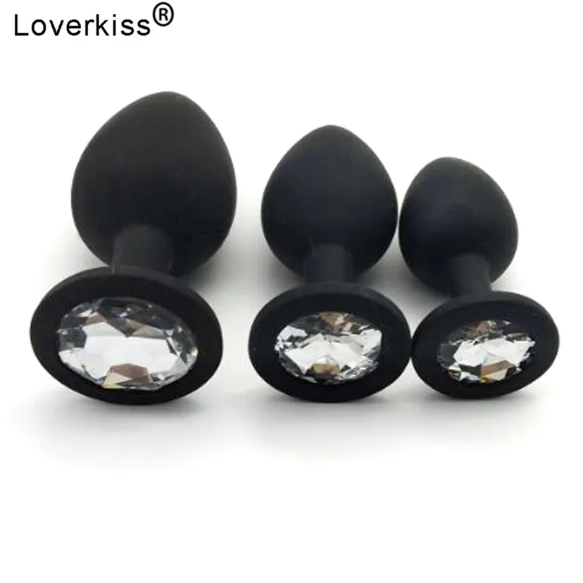 Анальная пробка Loverkiss набор из 3 предметов силиконовая с позолоченными