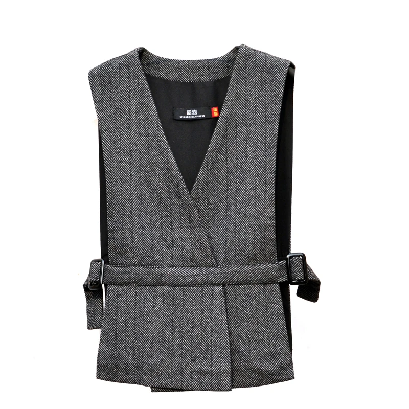 Корейский модный тонкий весенний шерстяной жилет для женщин Элегантный