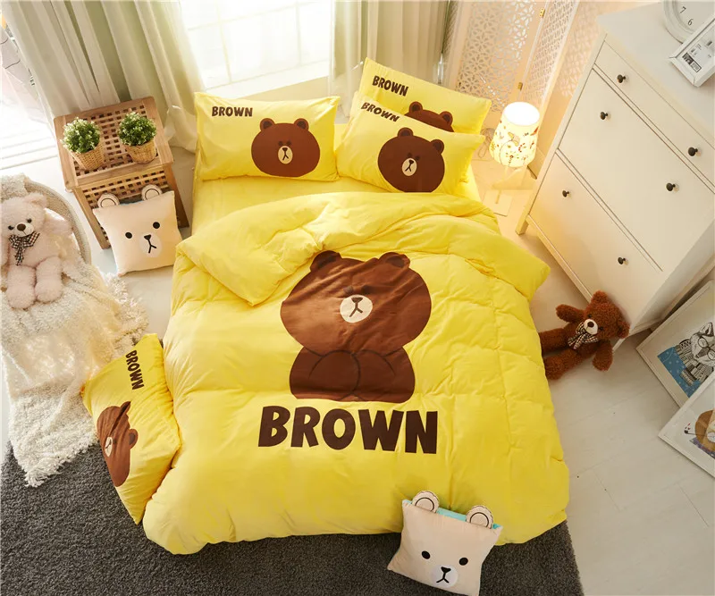 Роскошный комплект постельного белья из мультяшной флисовой ткани постельное