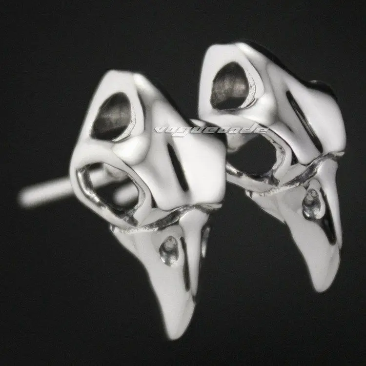Мужские серебряные серьги гвоздики Eagle Hawk с черепом|earring findings clip on|earrings fairyearings fashion