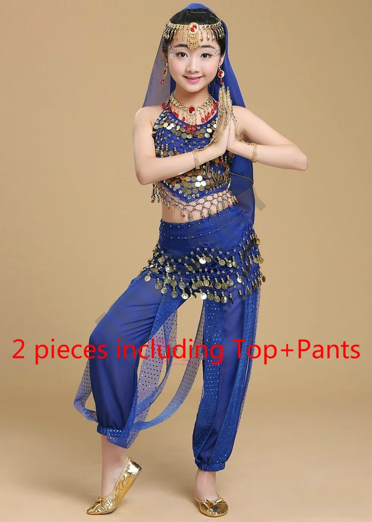 blue 2pcs Детский костюм для восточного танца, костюмы для восточных танцев, одежда для танца живота, индийские костюмы для девочек, для взрослых - Цвет: blue 2pcs