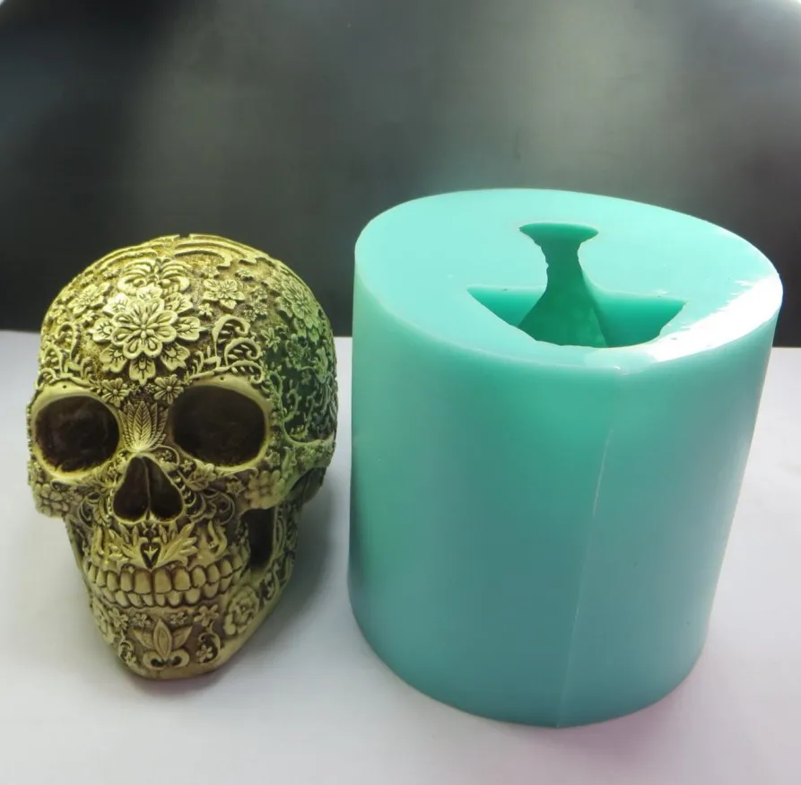 QT0006 силиконовая форма для бровей с цветами и черепами мыла 3d ручной работы свечей