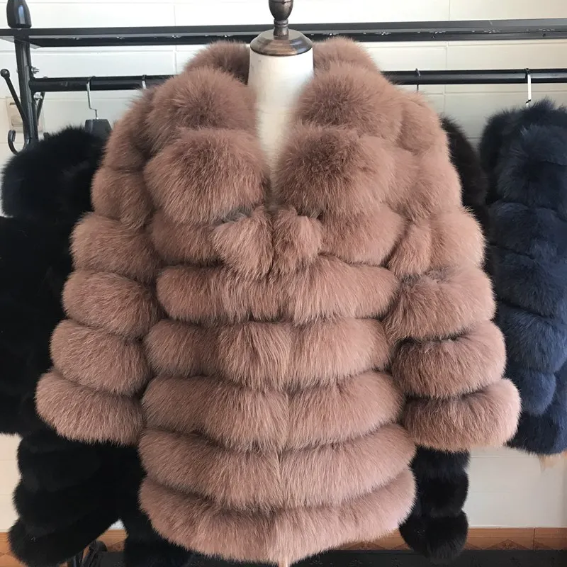 70CM Natural Fox Fur Coat Real Fox Fur Vest Jacket Women's pretty Warm Coat. Natural Real Fur Coat Real Fur Coats