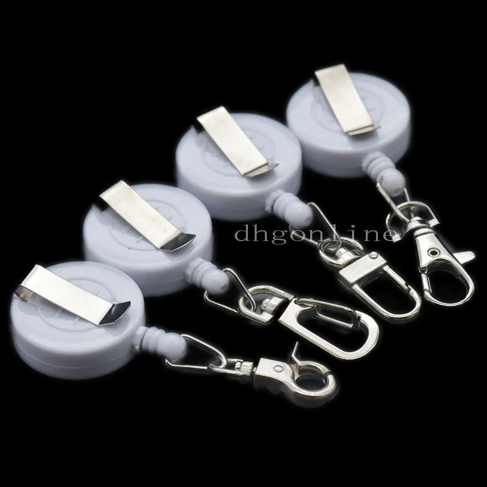 5 Pcs Reels Retractable Badge Clip ID Card Holder Swivel Clasps White For Snap Keychain Hook Buckles | Дом и сад