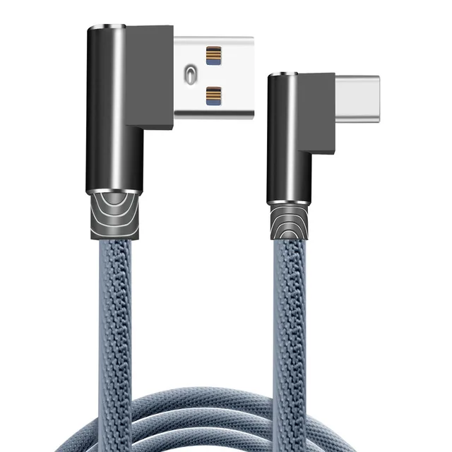Grey 1 м/2 м/3 м(под углом 90 градусов) для Тип usb C кабель нейлоновый плетеный кабель для быстрой зарядки передачи и кабель для зарядки и передачи данных с кодом для samsung s9 plus оneplus Huawei Xiaomi кабели - Тип штекера: Grey