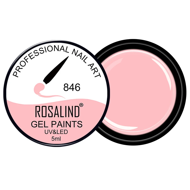 Профессиональный замачиваемый светодиодный гель для ногтей, арт Rosalind, фирменный пигмент, розовый, красный, телесный стиль, красочная живопись, УФ-гель для ногтей - Цвет: 846