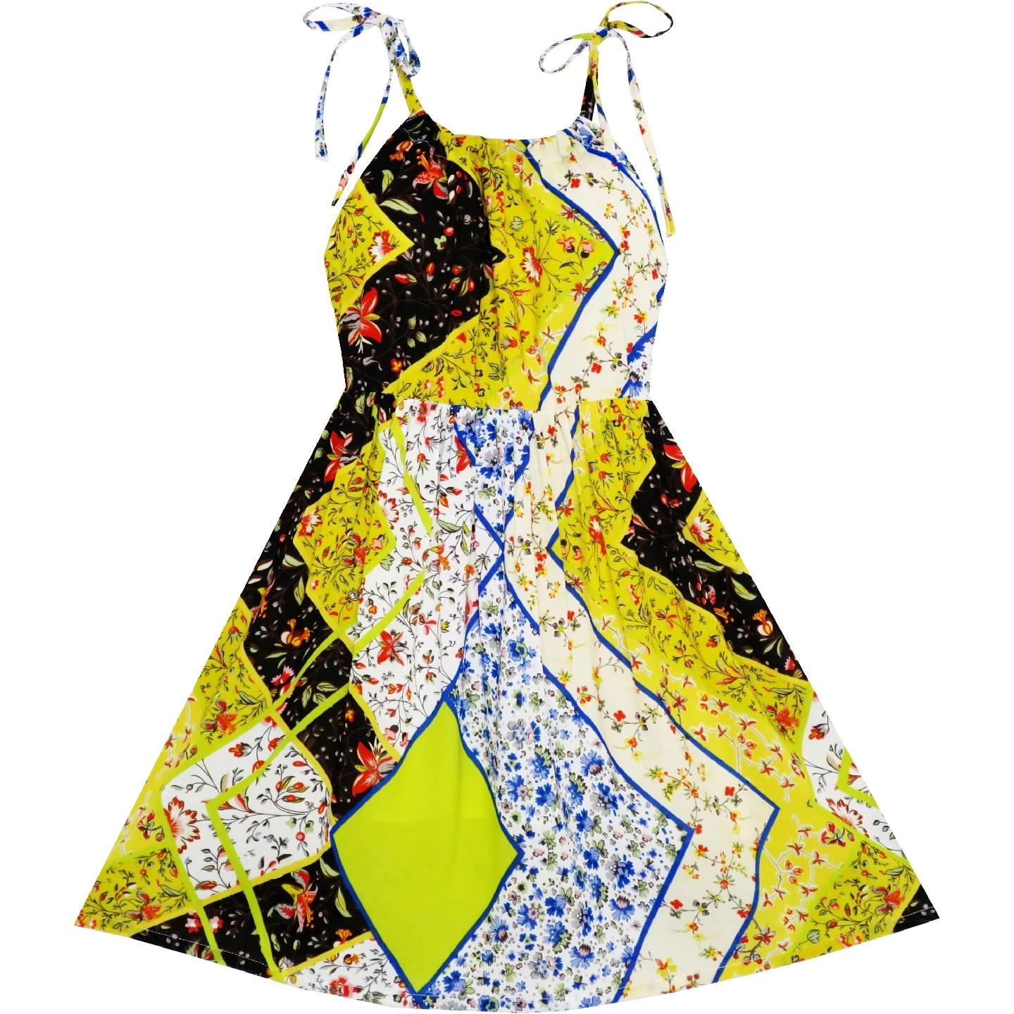 Sunny Fashion платья для девочек платье Спагетти Ремень миди мозаика Цветок Пляж