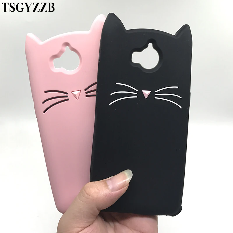 3D милый розовый черный чехол с бородой и котом для Huawei Y5 II 2017 2018 Prime Y6 2019 P40 P30 P20 Lite P