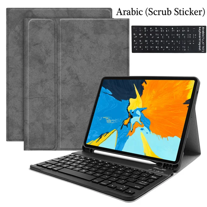 Для iPad Pro 11 чехол клавиатура W Карандаш держатель PU кожаный защитный чехол для iPad Pro 11 клавиатура русская испанская клавиатура - Цвет: gary-AL