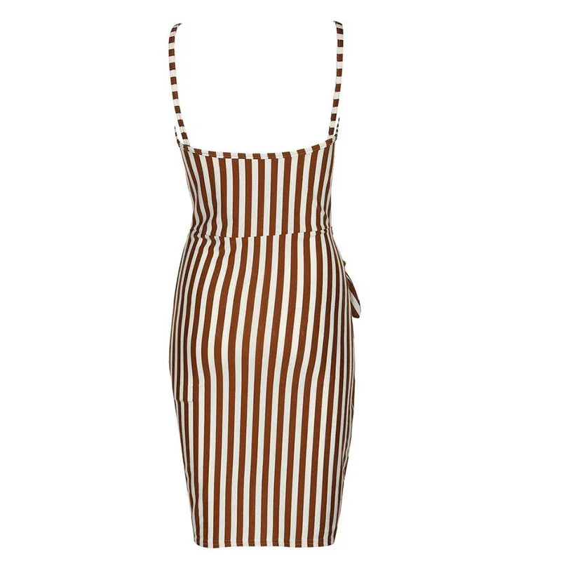 2019 сексуальное платье в полоску на бретельках с завязками талии | Женская одежда