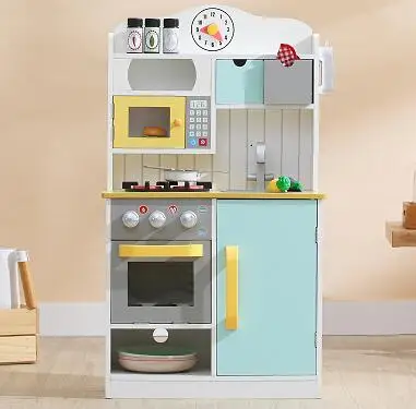 blue Игровой домик, игрушки для кухни, детские игрушки, голубой деревянный набор, для приготовления пищи, рисовая модель, игрушечная кухонная утварь, распродажа - Цвет: blue