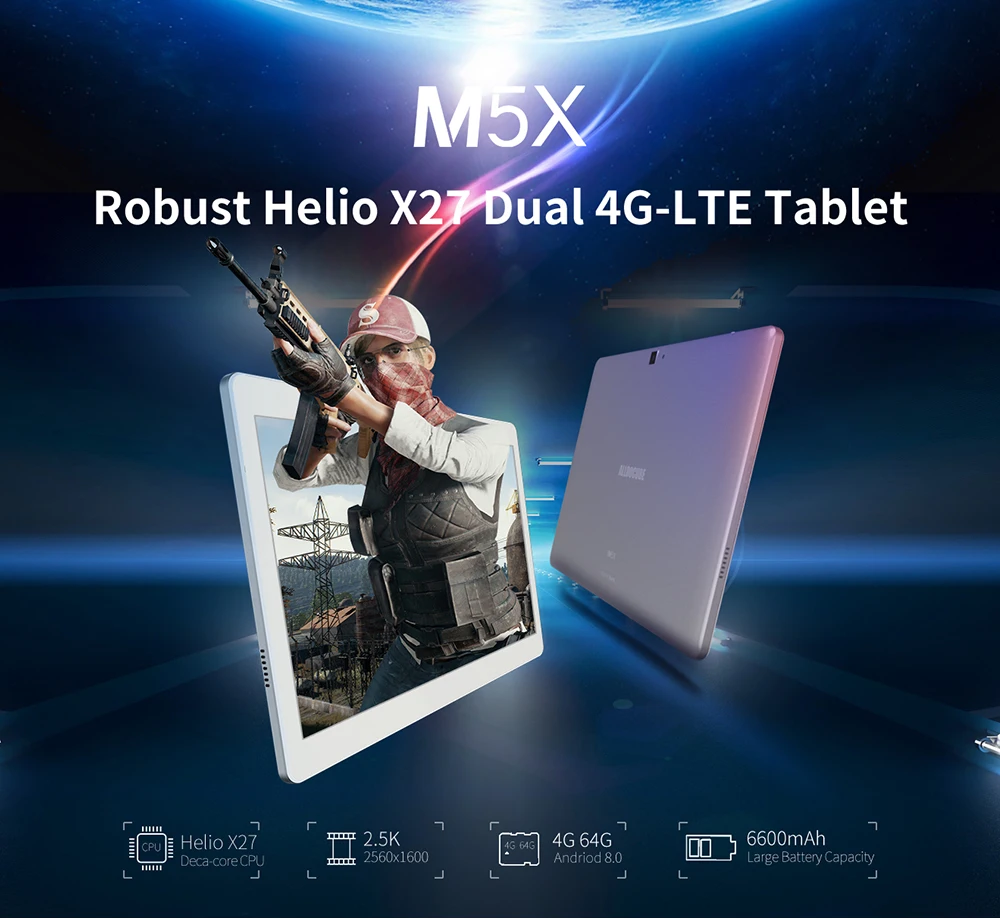 ALLDOCUBE M5X 4G Телефонный звонок 10,1 дюймов планшетный ПК MTK X27 2560*1600 ips Android 8,0 5MP gps двойной wifi Deca core 4 Гб ram 64 Гб rom