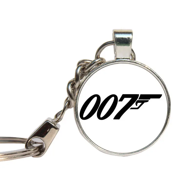 As Shown Джеймс Бонд 007 фильм брелок со стеклянным кабошоном подарки для мужское кольцо для ключей Стекло купол настроить брелок для ключей с фото ювелирное изделие брелок для ключей - Цвет: As Shown