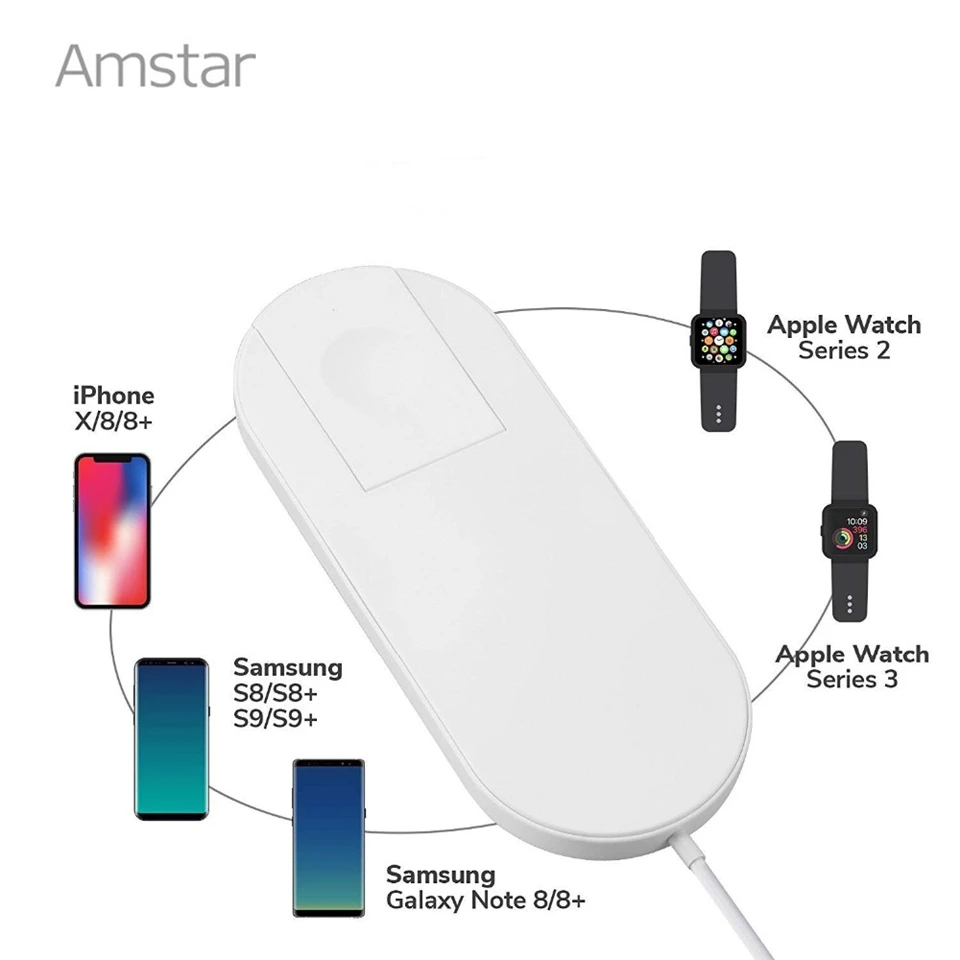 8 шт./лот Беспроводное зарядное устройство Amstar для Apple Watch 4/2/1 Беспроводная зарядка