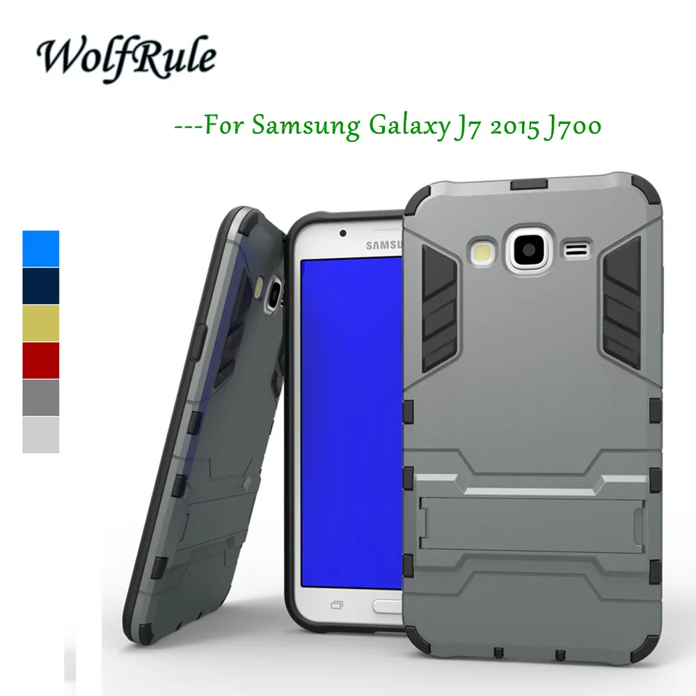 WolfRule чехол для Samsung Galaxy J7 мягкий силиконовый + пластиковый держатель SM J700 2015 J7|for