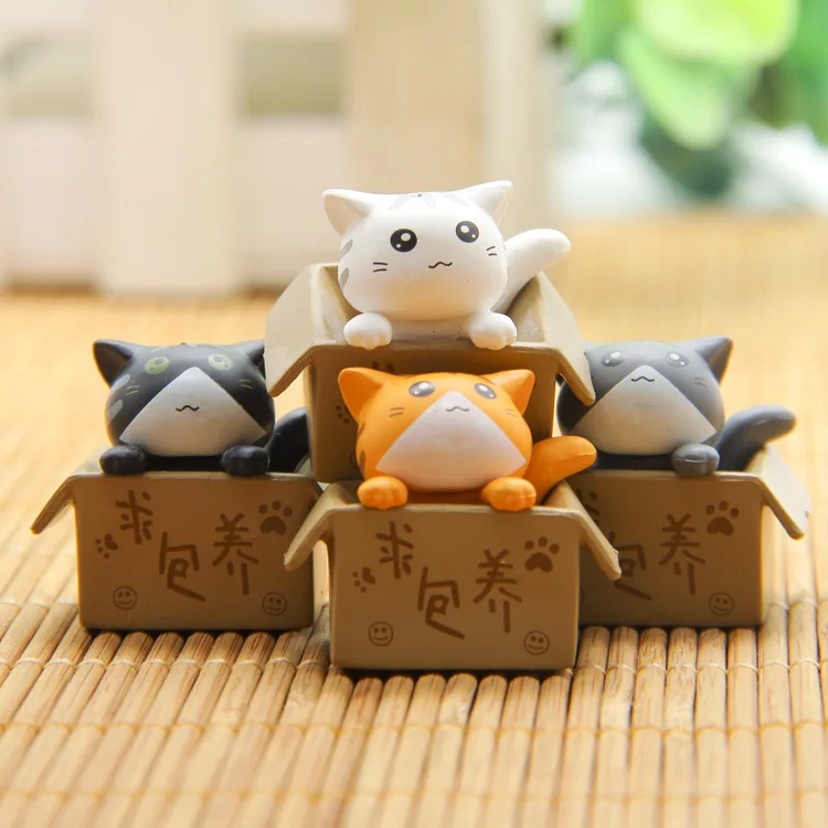 Kawaii Cat 4 шт./компл. косплей мини Кот ПВХ фигурки героев игрушки мох бонсай