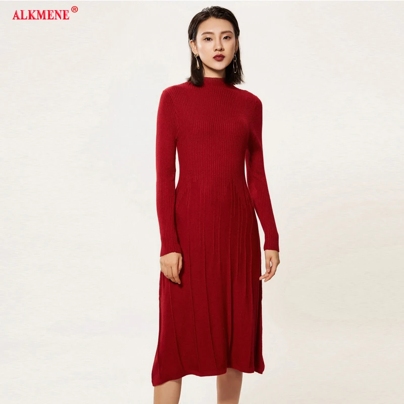 ALKMENE 2019 новые женские длинное платье с круглым вырезом выше колена Повседневная