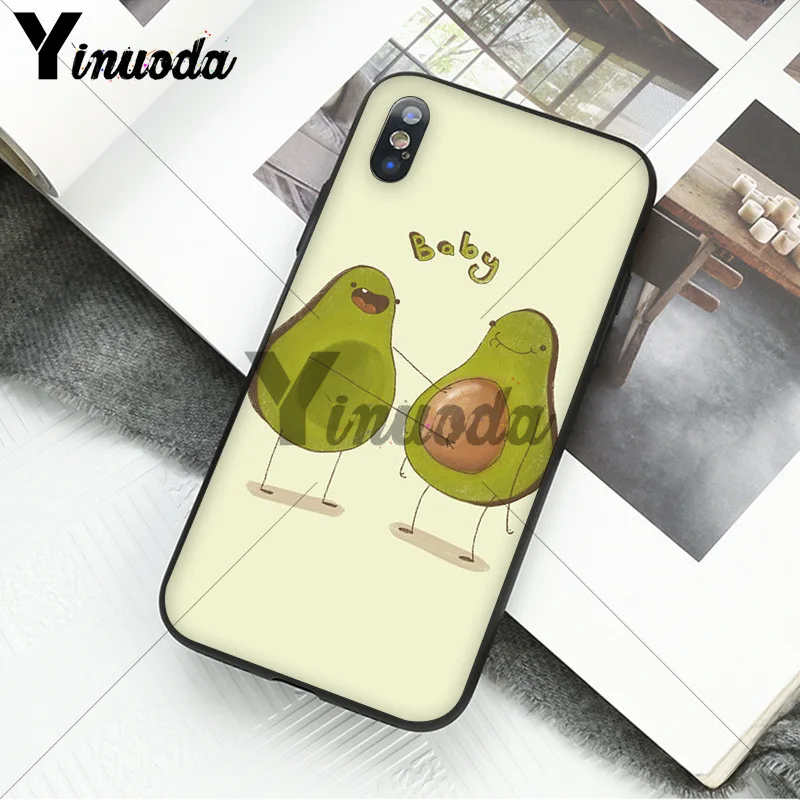 Yinuoda милый черный мягкий резиновый чехол для телефона из ТПУ с авокадо Apple iPhone 8 7 6
