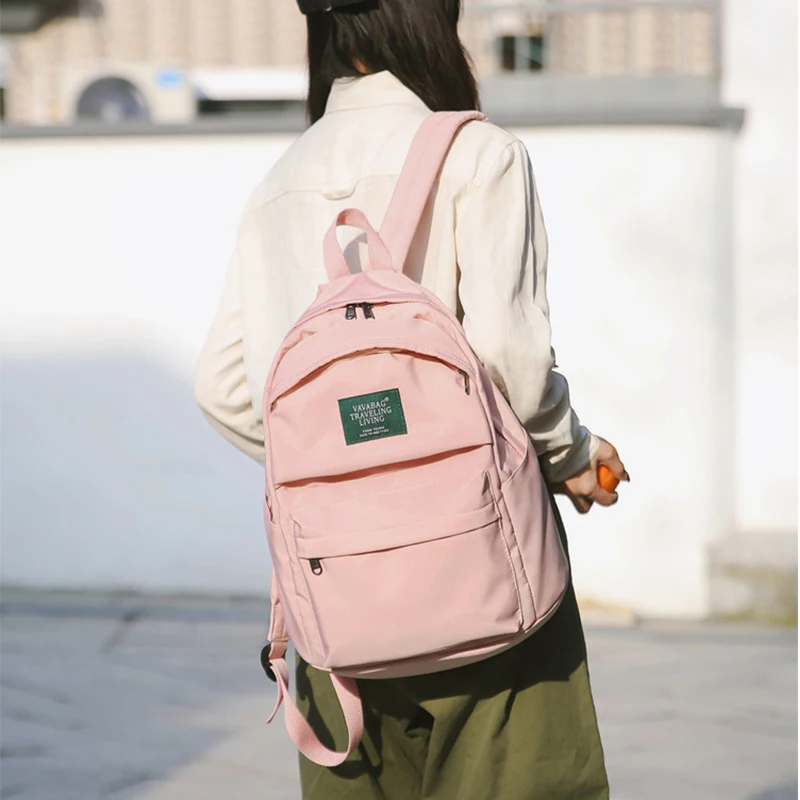 Однотонный водонепроницаемый рюкзак модный нейлоновый Женская вместительная