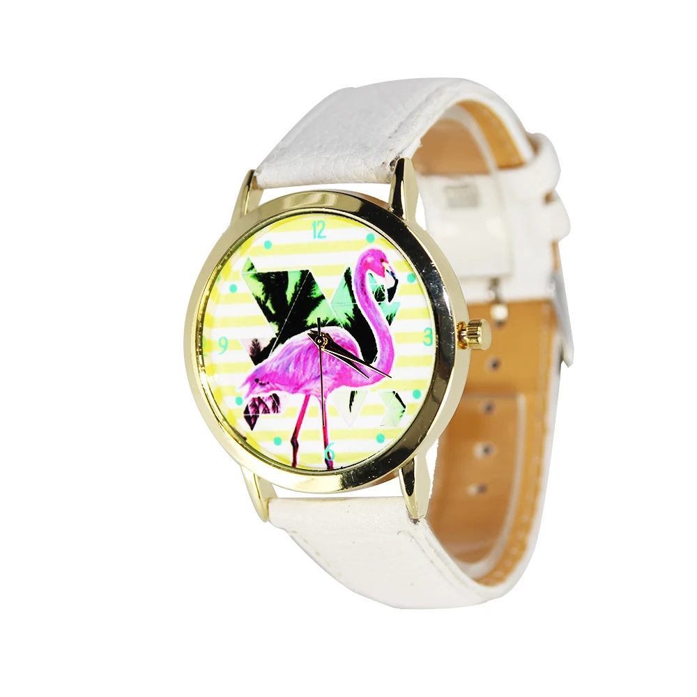 Women's watches pink ostrich watch student digital hour Digital leather strap ladies quartz Stainless steel dial | Наручные часы