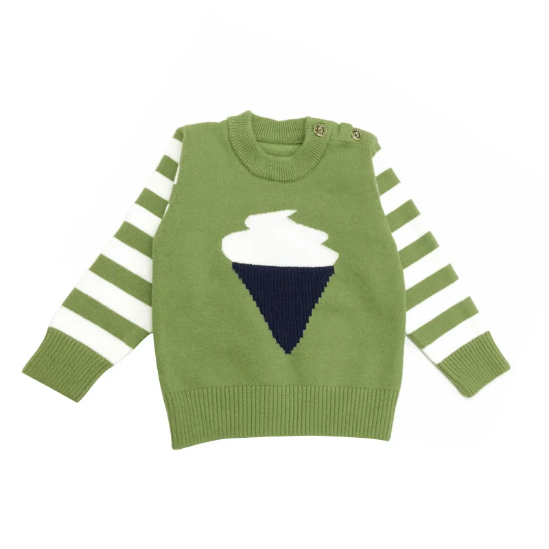 Knit Baby Boys Sweater Solid Cotton Infant Crew-Neck Clothes With Buttons Toddler Clothing |