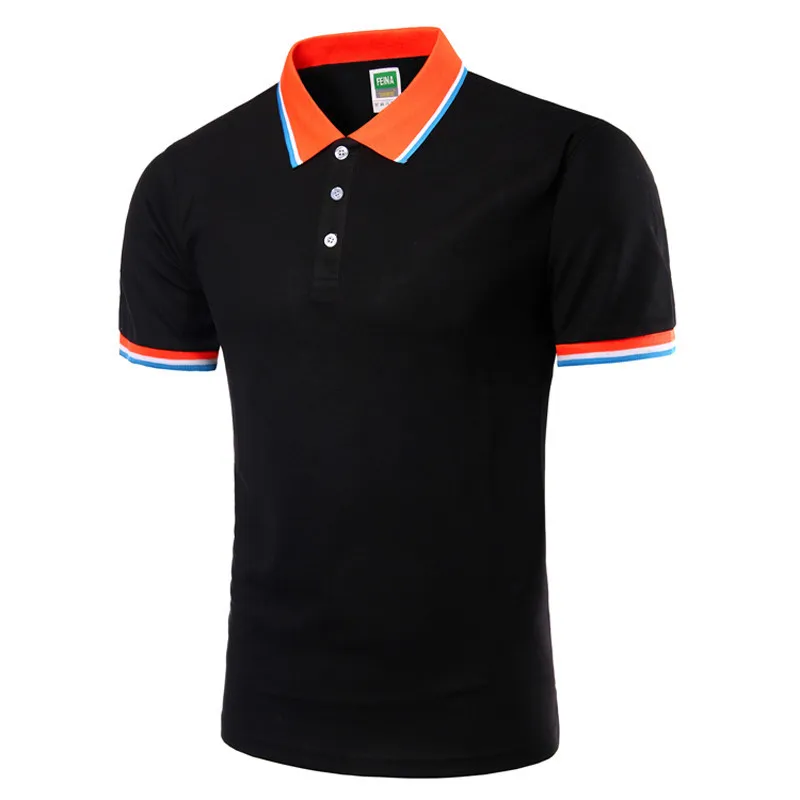 Марка Синий Поло Мужчины С Коротким Рукавом 2017 Мужская Летняя Мода сплошной Цвет